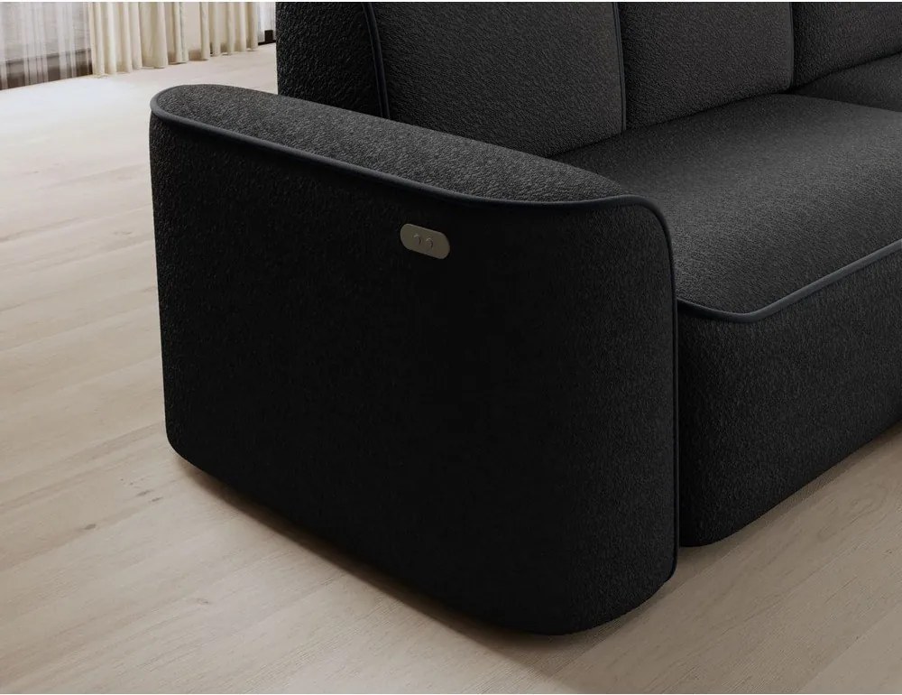 Антрацитен ъглов диван от букле (десен ъгъл) Ume – ELTAP