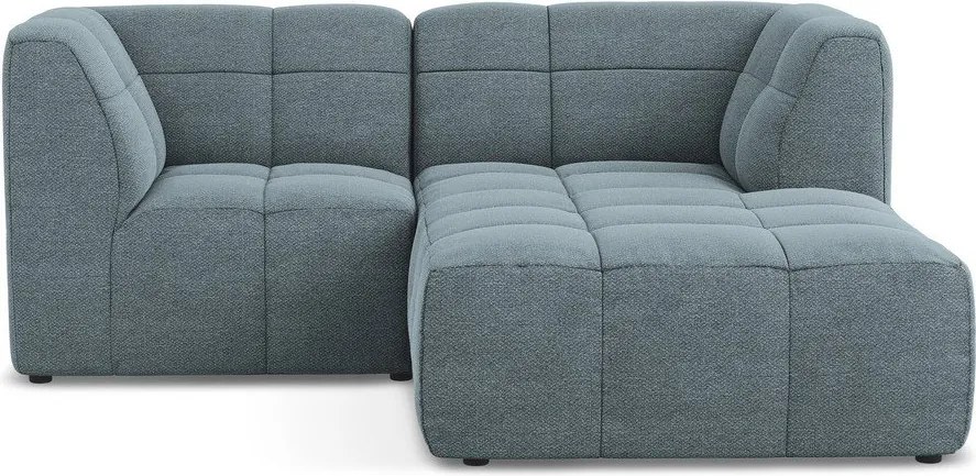 Син ъглов диван от прежда с примки от букле (десен ъгъл) Aloha – Makamii