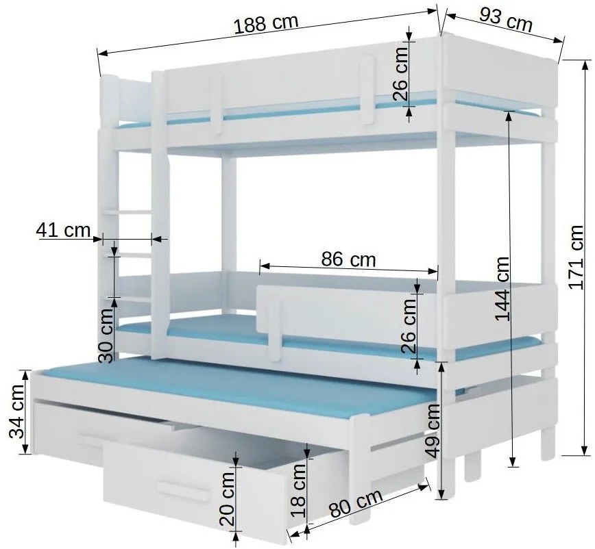 Двуетажно легло Kiruna-180 x 80-Fusiko-Gkri