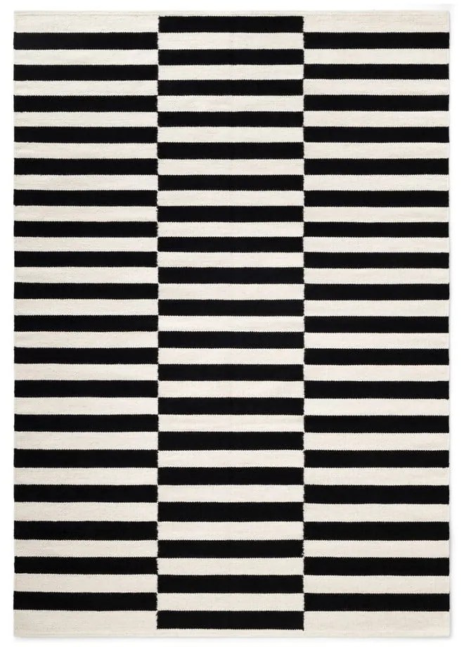 Черно-бял двустранен ръчно изработен вълнен килим 120x180 cm Donna – Hanse Home