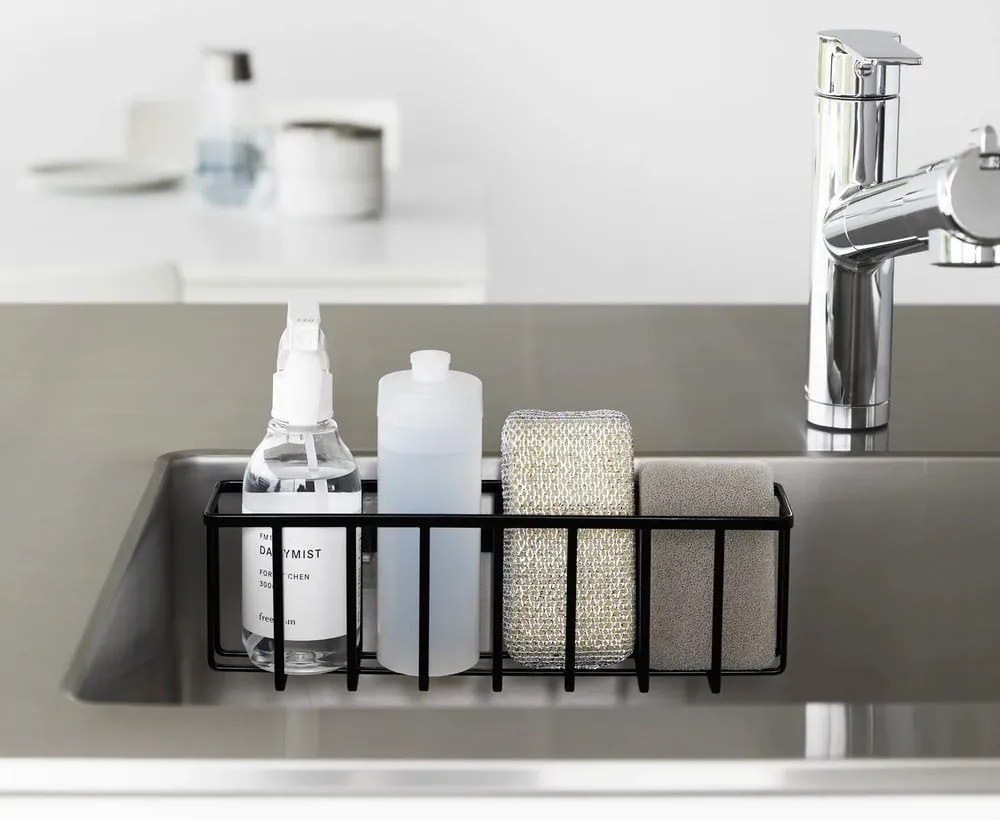 Черна метална стойка за перилни препарати без пробиване Film Hook – YAMAZAKI
