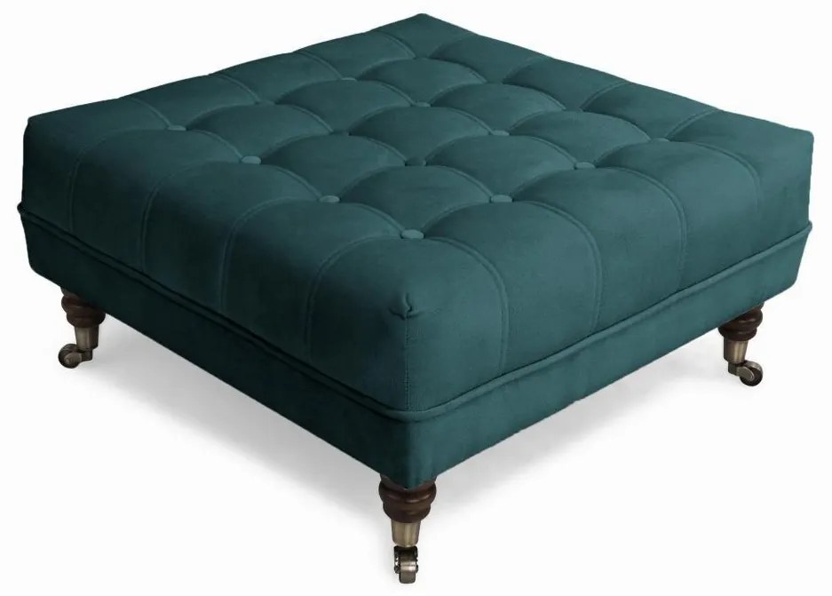 Табуретка за крака Chesterfield в цвят тюркоаз, 70х70х32 см