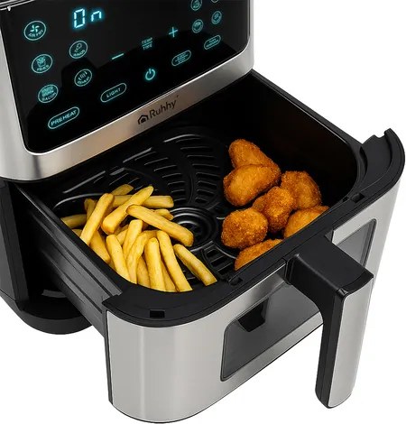 Фритюрник с горещ въздух Air Fryer Ruhhy 8L — Безмаслен фритюрник с 10 програми и LED сензорен екран
