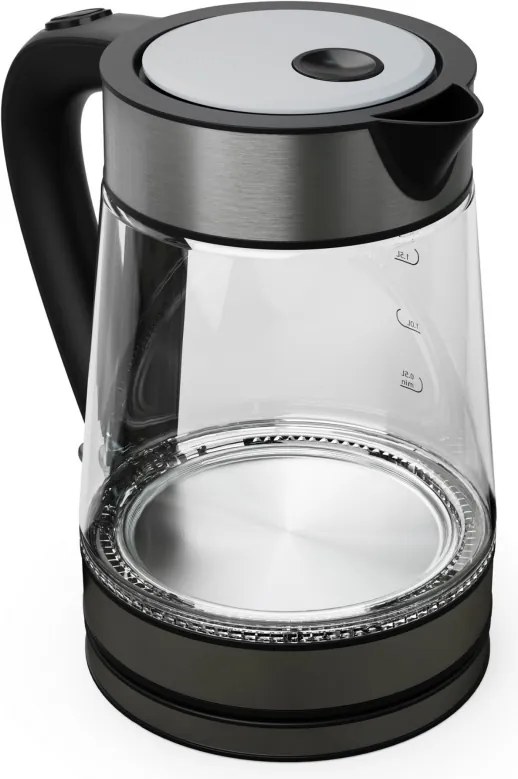 Електрическа кана Tesla KT300X, Стъклена, 2200W, 1.7 L, Скрит нагревател, STRIX Технология, Черен