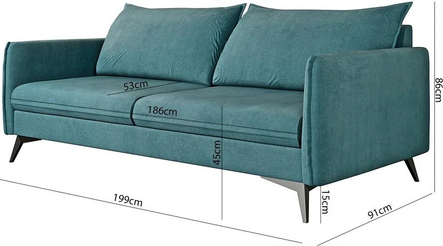 Диван в петролен цвят 199 cm Juli Bis – Ropez