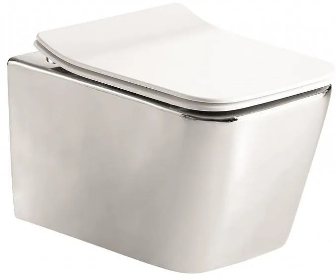 Конзолна тоалетна чиния ICC 5135 CHROME, седалка и капак, порцелан, хром, 54.5x37x36см
