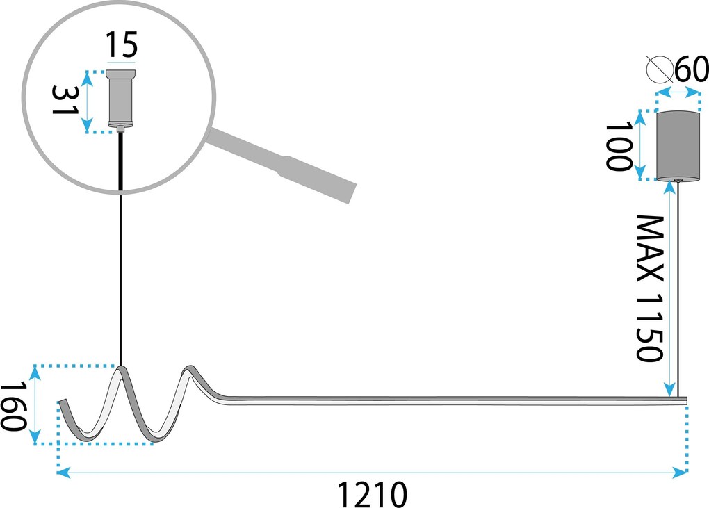Suspension LHJ030-CP 120cm NOIR