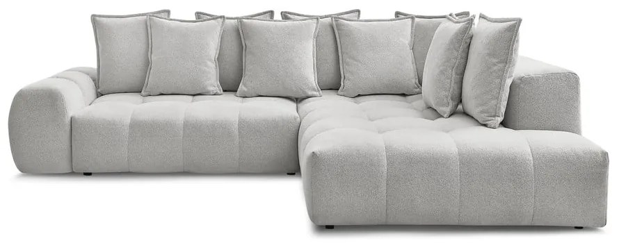 Светлосив шенилов сгъваем/с място за съхранение ъглов диван (десен ъгъл/L форма) Everest – Bobochic Paris