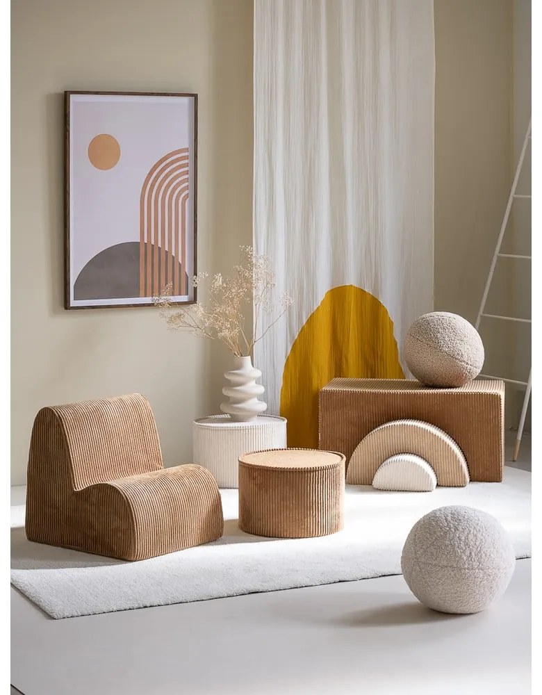 Кафяв детски пуф от рипсено кадифе – Wigiwama