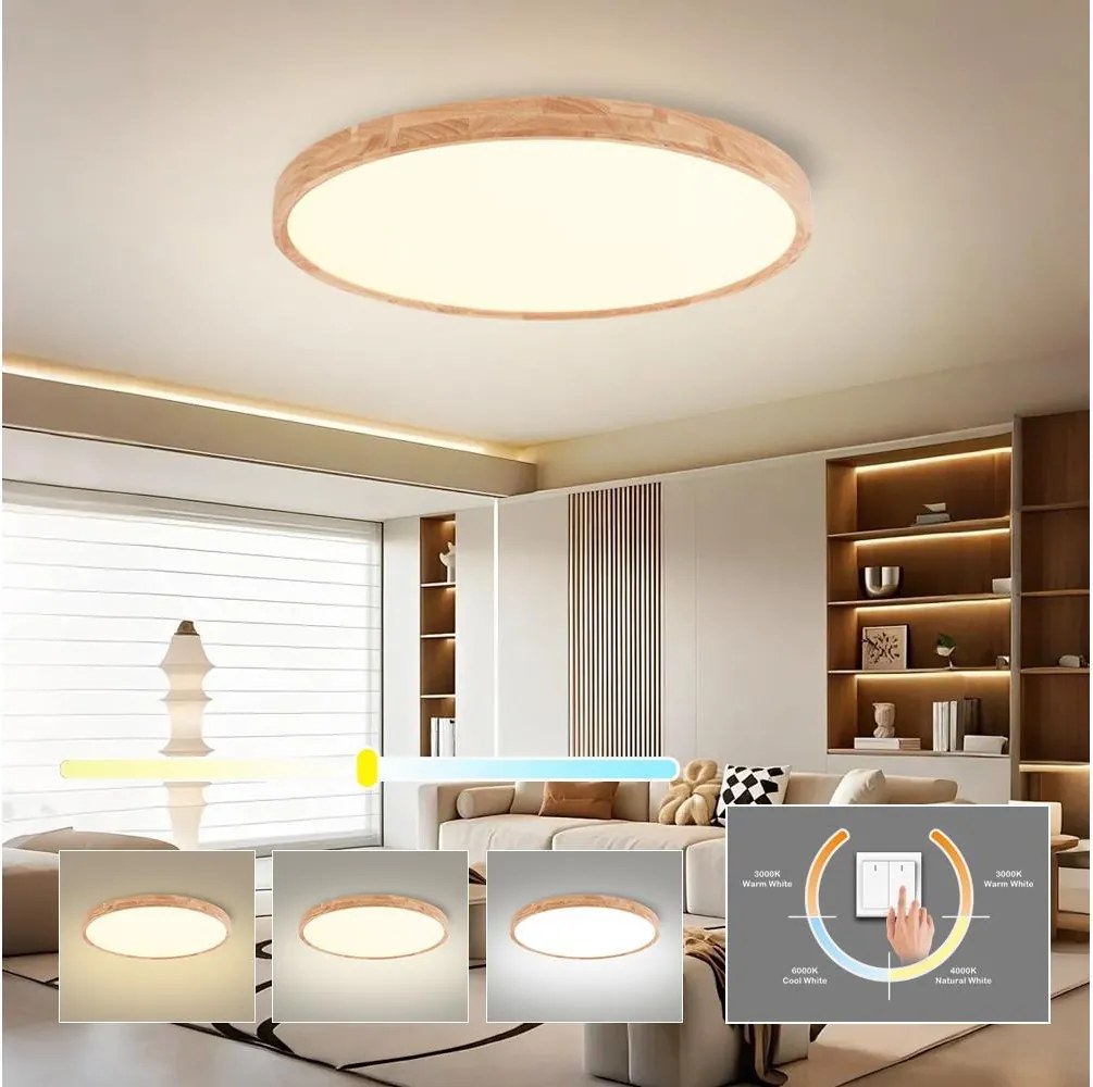 Brilagi - LED таванно осветително тяло WOODROUND LED/70W/230V 3000/4000/6000K Ø 80 см