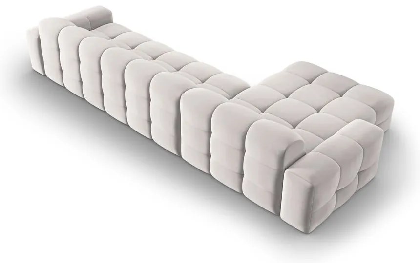 Ъглов диван от светлосиво кадифе (ляв ъгъл) Kendal - Micadoni Home