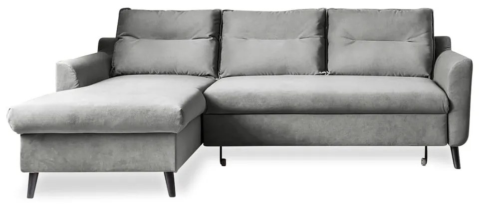 Светлосиво кадифено ъглово канапе, ляв ъгъл Stylish Stan - Miuform