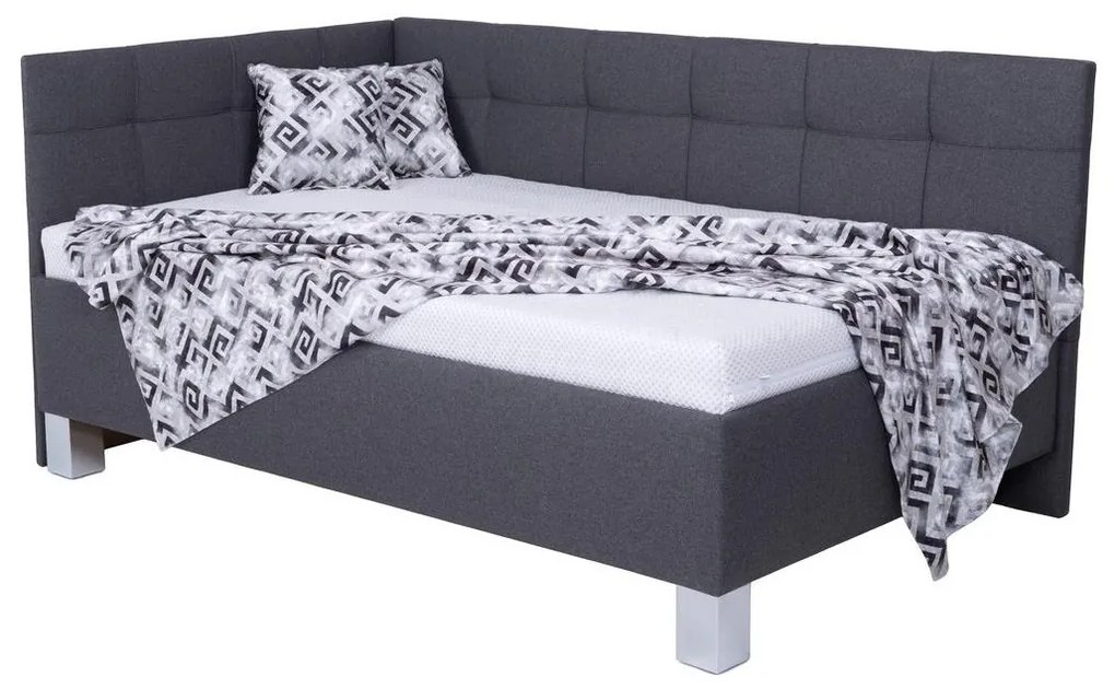 Тапицирано легло с място за съхранение без матрак MARIA PETITE 120x200 см, сиво