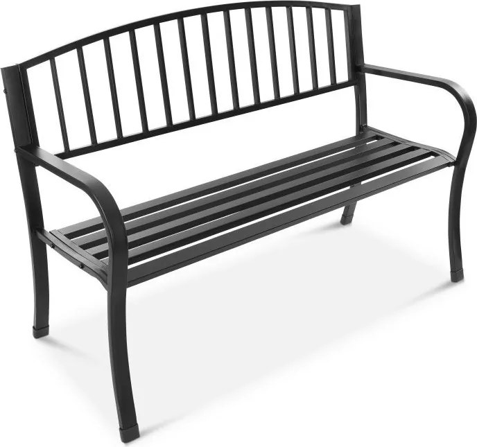 Градинска алуминиева пейка с облегалка 125 x 53 x 82 cm Черен