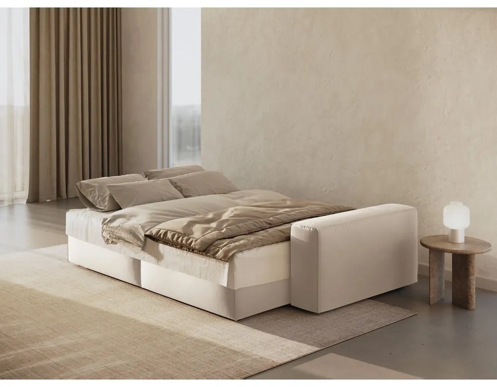 Бежов кадифен разтегателен диван с място за съхранение 247 cm Jodie – Micadoni