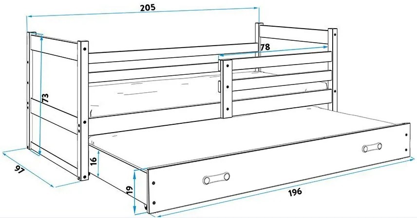 Легло Riccon II-White - Γραφίτης-200 x 90