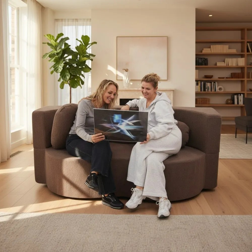 Кафяв компресиран разтегателен диван с размери 200 x 80 cm