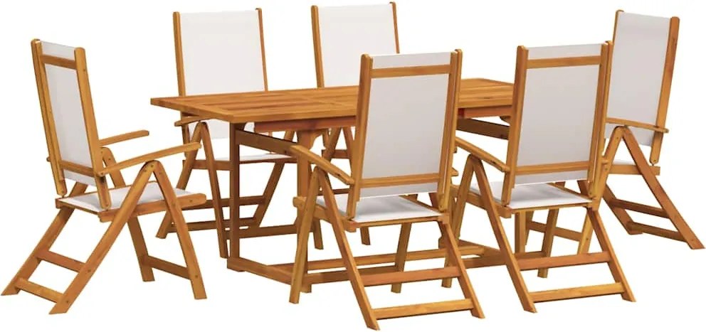 3279297 vidaXL Градински трапезен комплект, 7 части, акация масив и textilene
