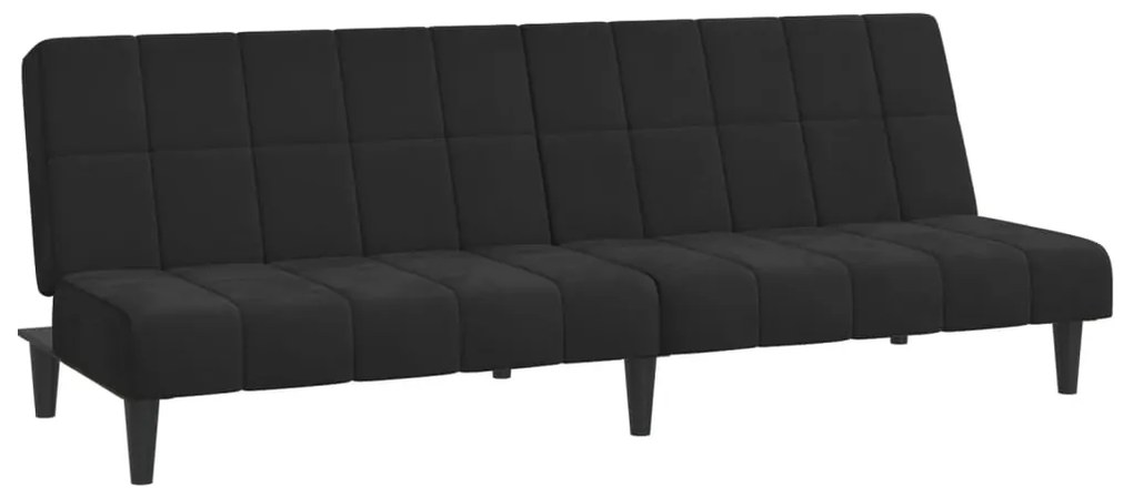 337508 vidaXL 2-местно разтегателно канапе, черно, кадифе