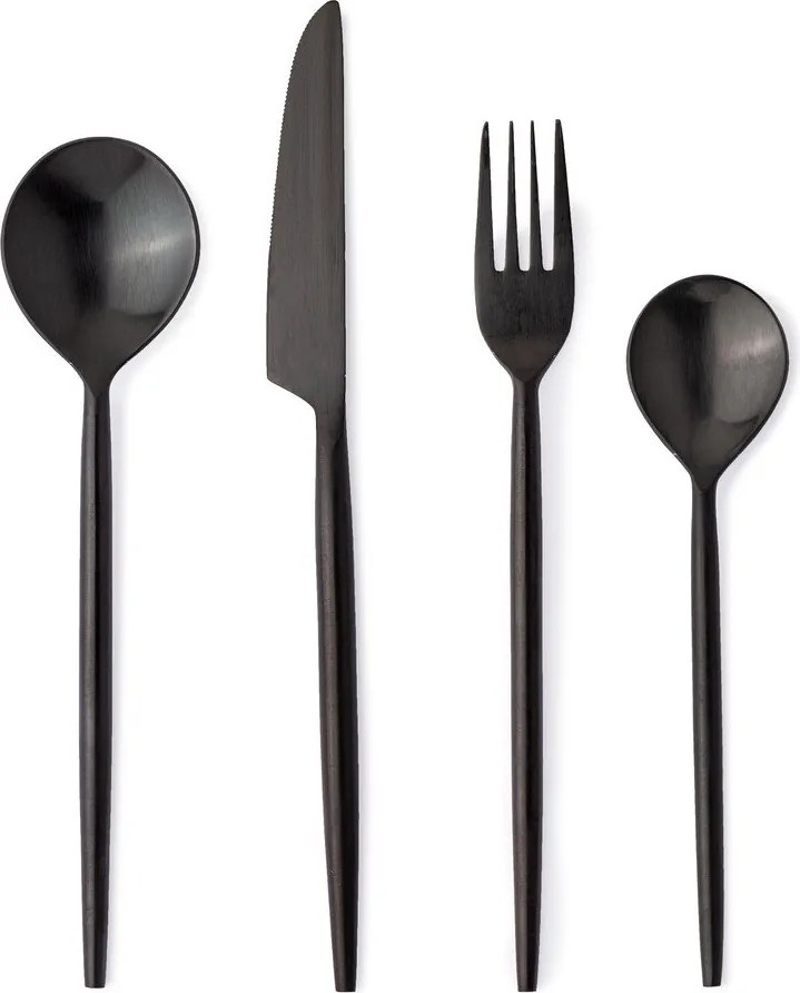 Черен прибори за хранене 16 бр. от неръждаема стомана за 4 души Bronte – Bizzotto