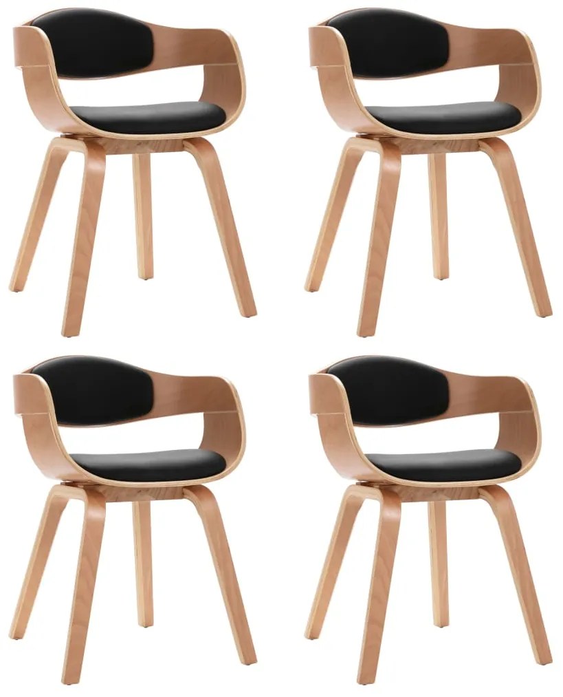 3054818 vidaXL Трапезни столове, 4 бр, извито дърво и изкуствена кожа