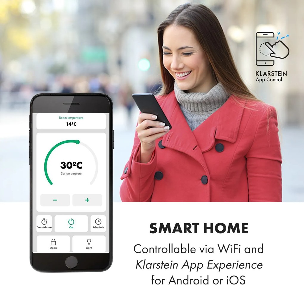 Klarstein Bansin Smart 1500, конвектори, 1500 W, управление чрез приложение