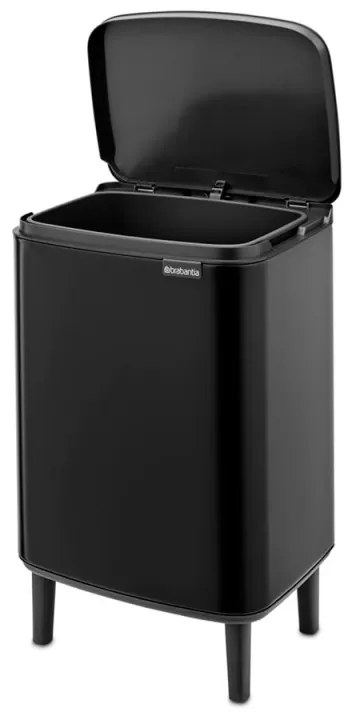 Кош за боклук Brabantia Bo Small Hi 1006649, 12 л, Плавно и безшумно отваряне, Черен мат