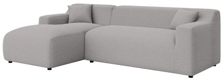 Светлосив ъглов диван от рипсено кадифе (ляв ъгъл) Martin – Ropez