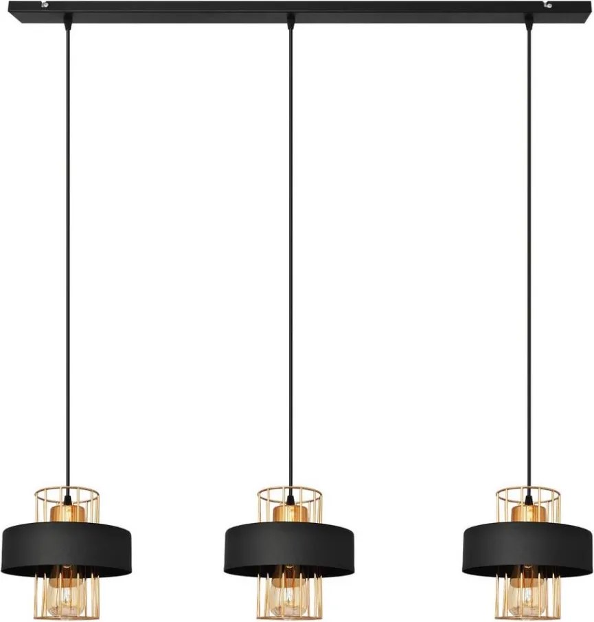 Полилей на кабел VOLTA 3xE27/15W/230V черен/розово злато