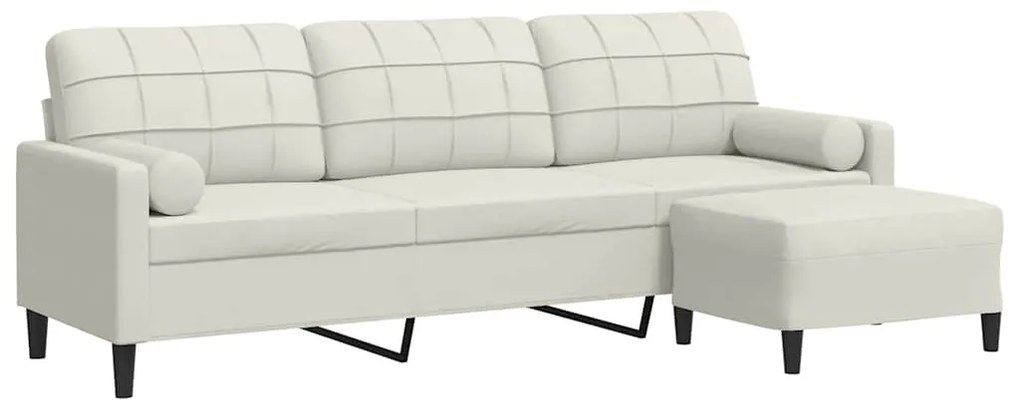 3278285 vidaXL 3-местен диван с табуретка, Кремав, 210 см, кадифе