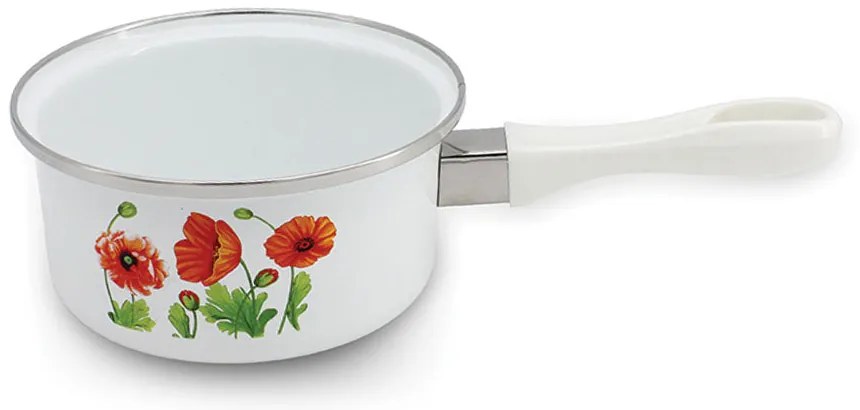 Касерола SAPIR SP 4521 I16, 1.5 литра, 16х8 см, Емайл, Бял с декорация