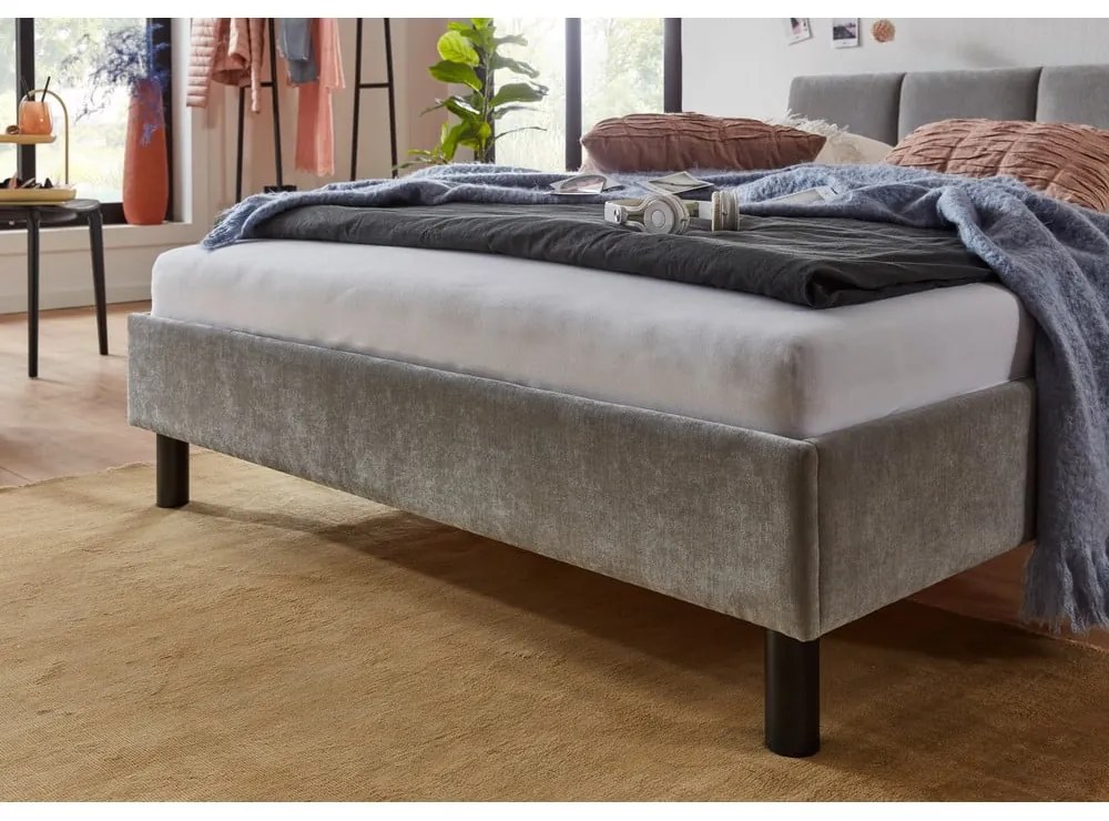 Сиво двойно легло 140x200 cm тапицирано без ламелно дъно Joker – Meise Möbel