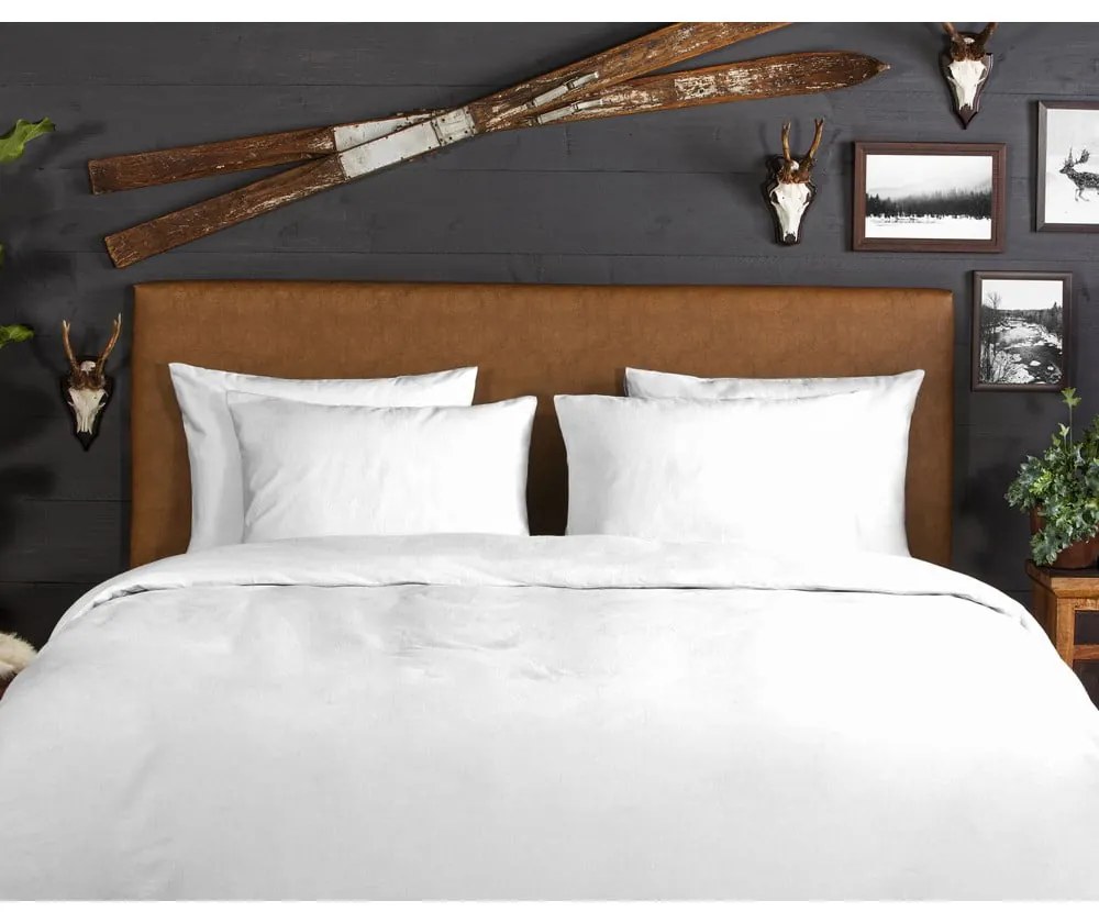 Бяло двойно удължено фланелено спално бельо 240x220 cm – Good Morning