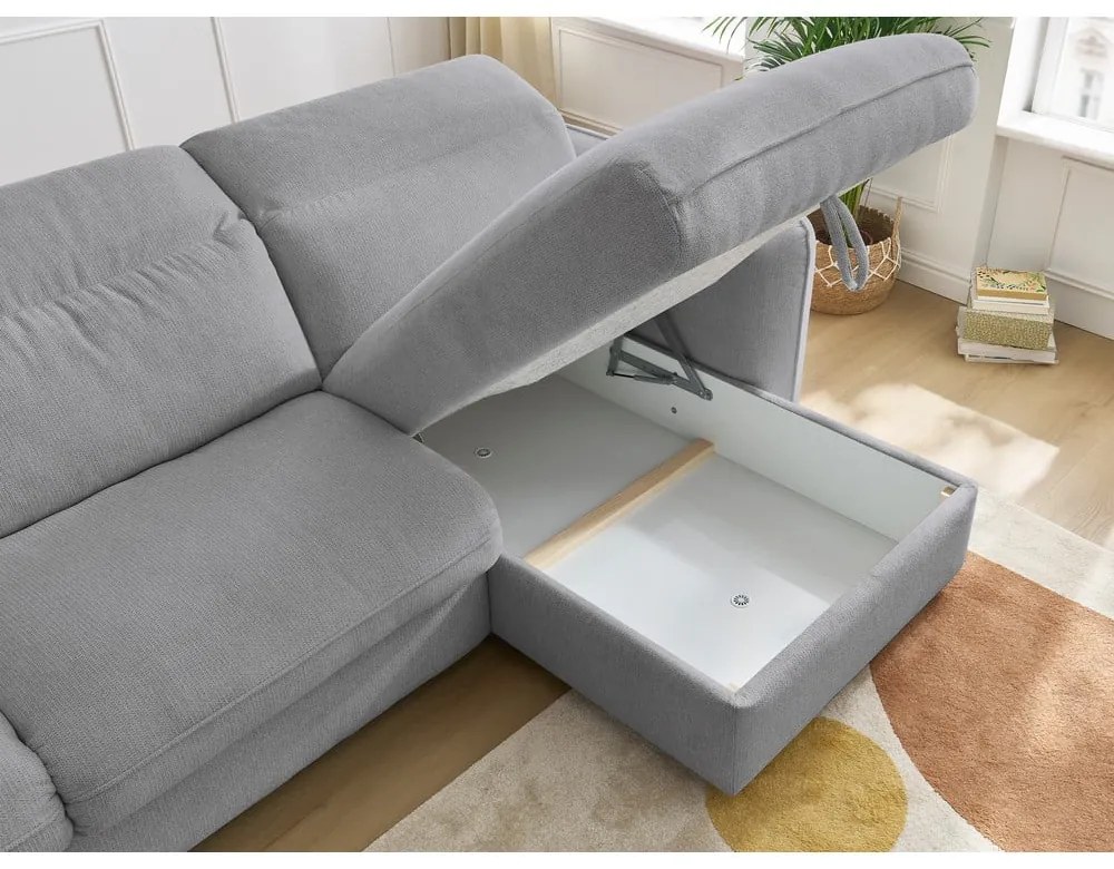 Светлосив разтегателен ъглов диван (променлив) Achille – Bobochic Paris