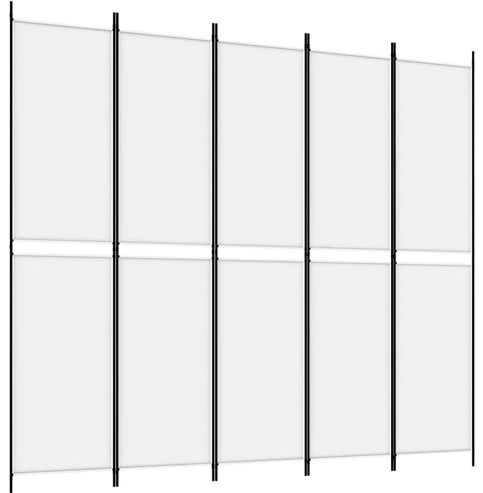 350250 vidaXL Параван за стая, 5 панела, бял, 250x220 см, текстил