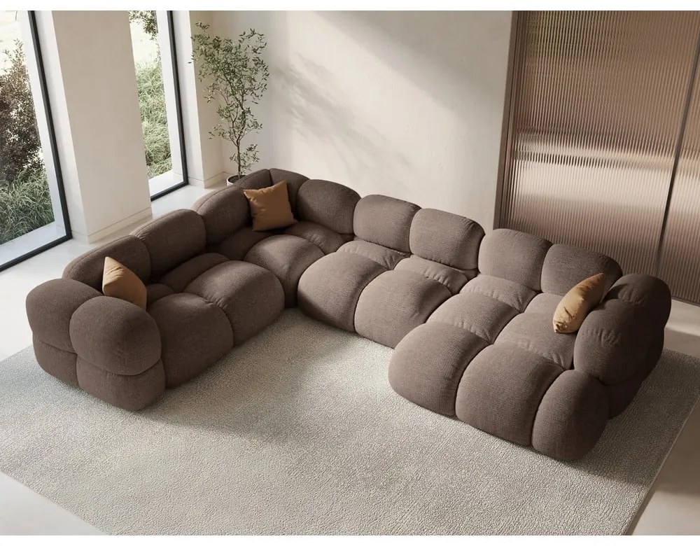 Кафяв ъглов диван (ляв ъгъл/U форма) Loretto – Cosmopolitan Design