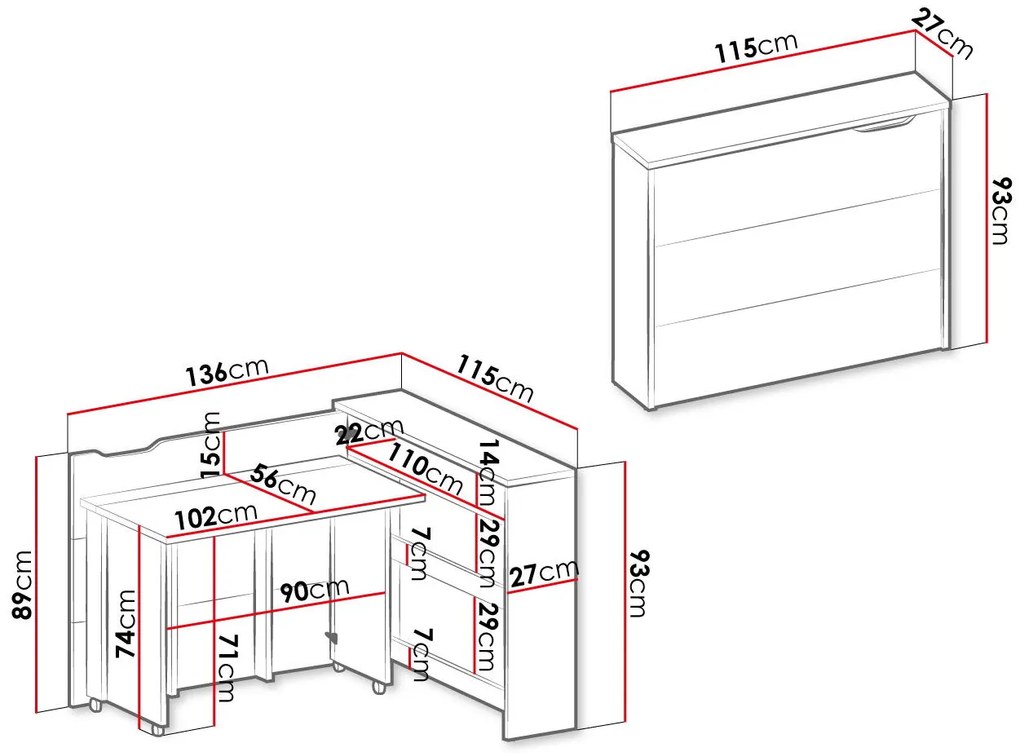 Сгъваемо бюро Concept-Leuko-Left