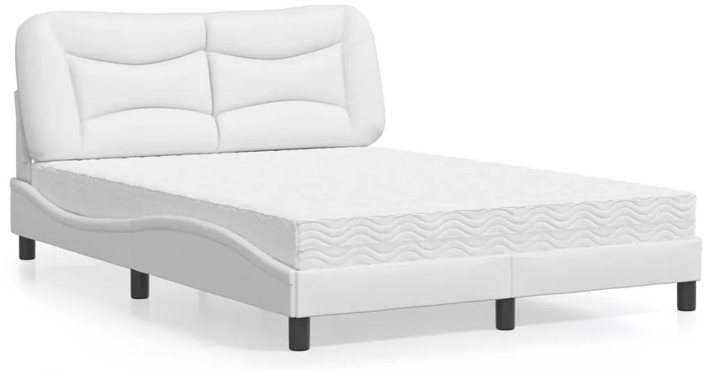 3208711 vidaXL Легло с матрак Hvar, бяло, 120x200 см, изкуствена кожа