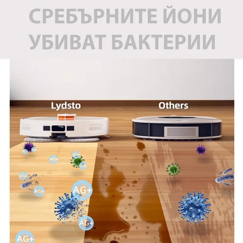 Прахосмукачка робот Xiaomi Lydsto W2, 50W, 5000 Pa, 0.35 л, Автоматична станция, Wi-Fi, Система против падане, Функция "График", HEPA, Бял
