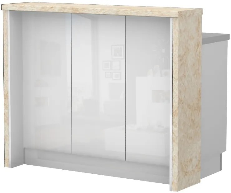 Островна кухненска пейка Raval-Length: 120 cm.-White glossy-Latino Marble