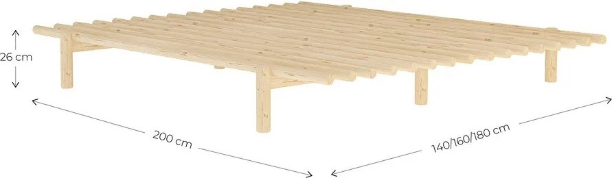 Двойно легло от борова дървесина с решетка 140x200 cm Pace - Karup Design