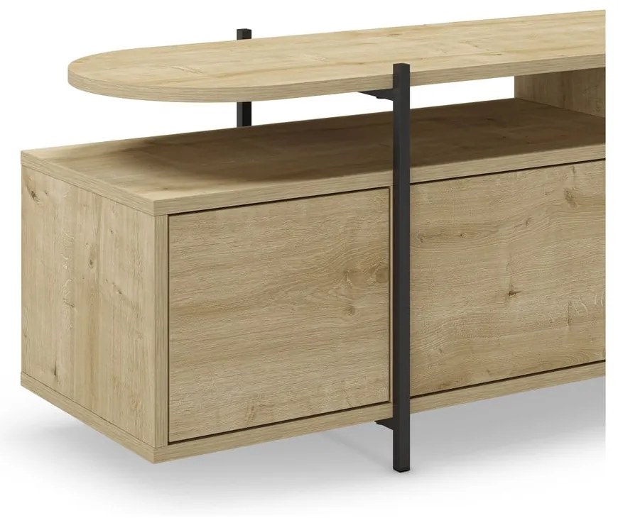 Масичка за телевизор с дъбов декор в естествен цвят 160x48 cm Hinoa - Marckeric