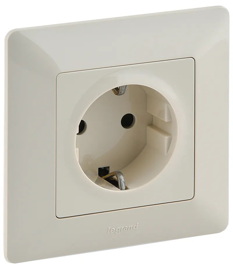 Legrand 755741 Контакт Valena Life с рамка 2P+E Schuko 16A, авт. клеми, крем,  - 755741