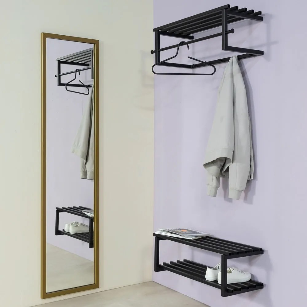 Черна метална стенна закачалка с рафт 76 cm Marco – Spinder Design
