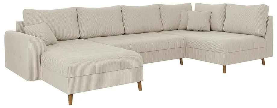 Кремав ъглов диван от рипсено кадифе (ляв ъгъл/"U" форма) Ariella – Ropez