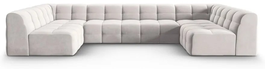 Ъглов диван от светлосиво кадифе (U-образен) Kendal - Micadoni Home