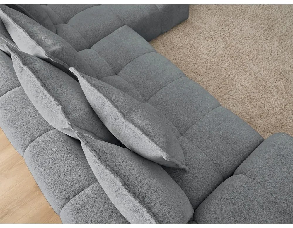 Тъмносив шенилов сгъваем/с място за съхранение ъглов диван (десен ъгъл) Everest – Bobochic Paris