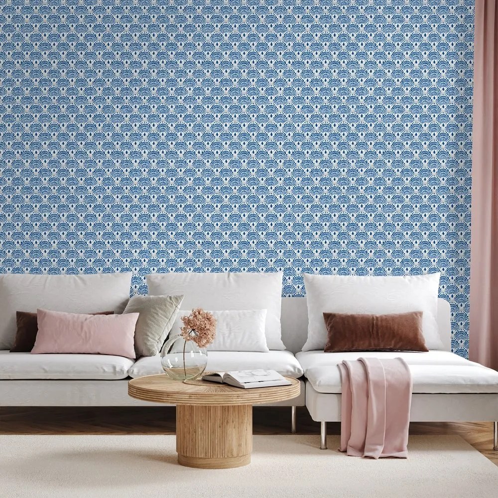 Самозалепващ тапет – Сини геометрични шарки