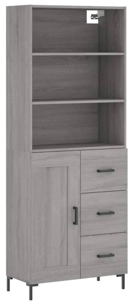 3190027 vidaXL Висок шкаф, сив сонома, 69,5x34x180 см, инженерно дърво