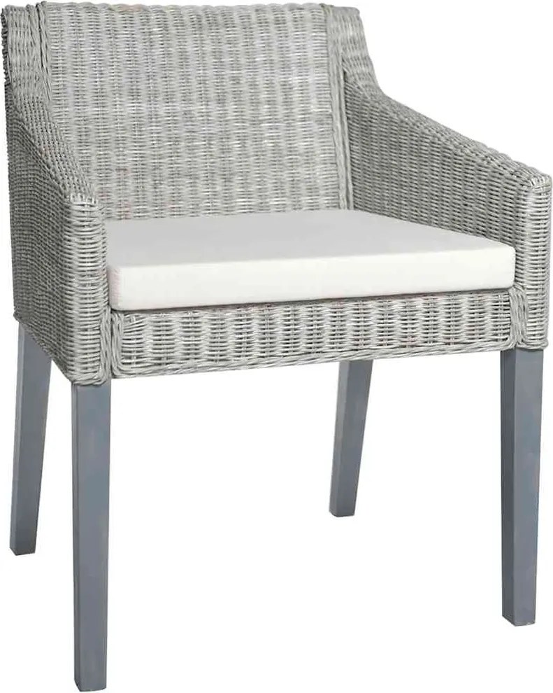 325494 vidaXL Трапезни столове с възглавници 2 бр сиви естествен ратан